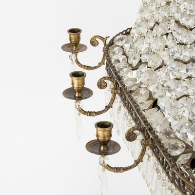 Oval Chandelier with Crystal, 1950s-VAP-2035953