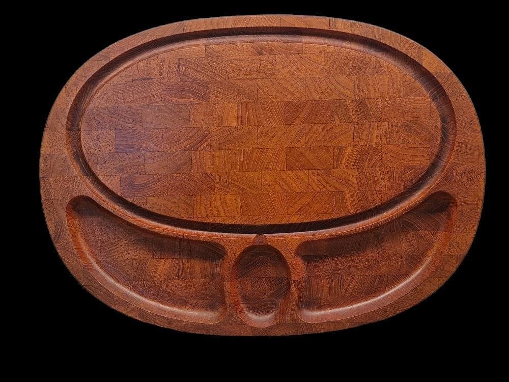 Oval Cutting Board or Serving Dish in Solid Teak from Digsmed, Denmark