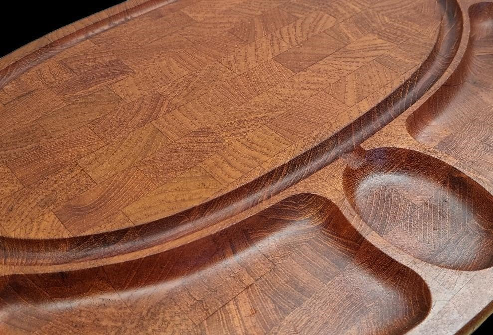 Oval Cutting Board or Serving Dish in Solid Teak from Digsmed, Denmark