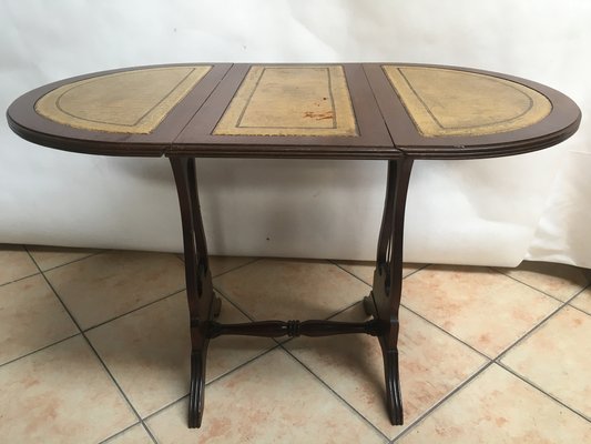 Oval Folding Coffee Table in Leather, 1950s-WQQ-1070252