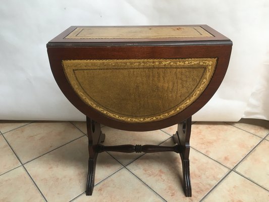 Oval Folding Coffee Table in Leather, 1950s-WQQ-1070252