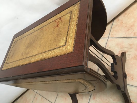 Oval Folding Coffee Table in Leather, 1950s-WQQ-1070252