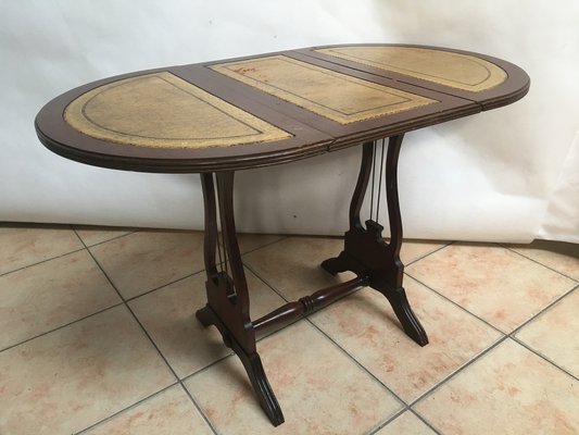 Oval Folding Coffee Table in Leather, 1950s-WQQ-1070252