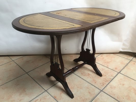 Oval Folding Coffee Table in Leather, 1950s-WQQ-1070252