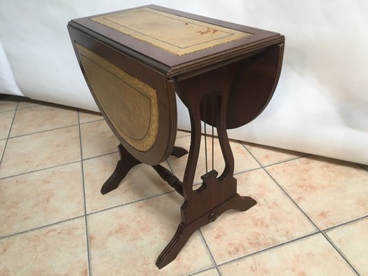 Oval Folding Coffee Table in Leather, 1950s-WQQ-1070252