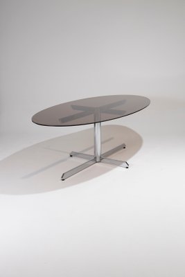 Oval Glass Dining Table, 1970s-QAC-2034872