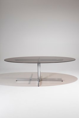 Oval Glass Dining Table, 1970s-QAC-2034872