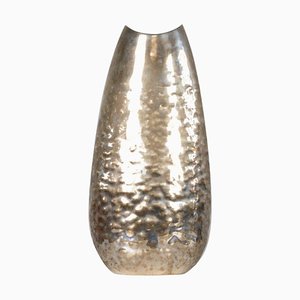 Oval Hammered Silver Vase by Luigi Genazzi for Calderoni, 20th Century-IVC-1176289