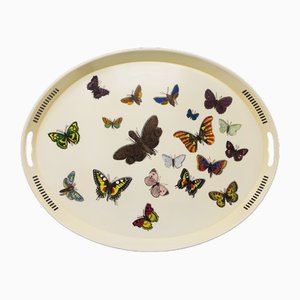 Oval Metal Tray by Piero Fornasetti, Italy, 1970s-QGR-1718504