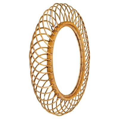 Oval Mirror in Bamboo attributed to Franco Albini, 1960s-TOI-1702849