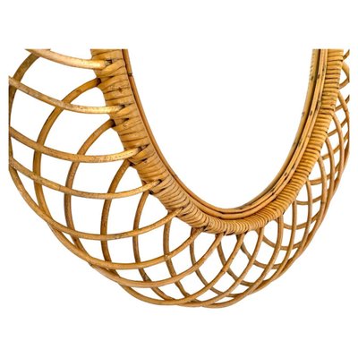 Oval Mirror in Bamboo attributed to Franco Albini, 1960s-TOI-1702849