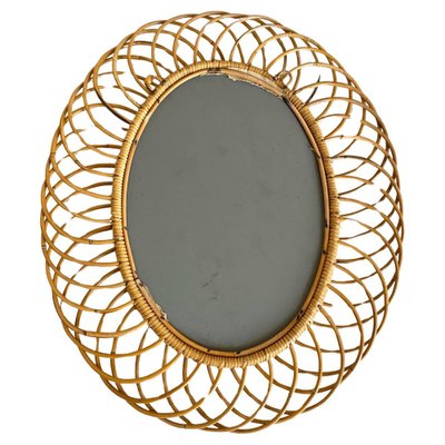 Oval Mirror in Bamboo attributed to Franco Albini, 1960s-TOI-1702849