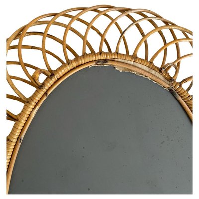 Oval Mirror in Bamboo attributed to Franco Albini, 1960s-TOI-1702849