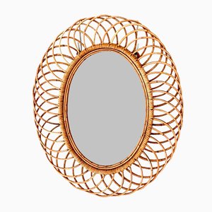 Oval Mirror in Bamboo attributed to Franco Albini, 1960s-TOI-1702849