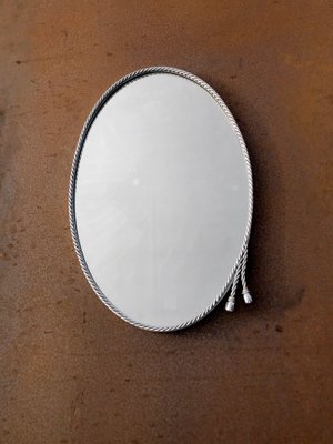 Oval Mirror in Bronze or Silver Brass in the style of Maria Pergay, France, 1960s-NLF-1719189