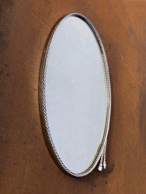 Oval Mirror in Bronze or Silver Brass in the style of Maria Pergay, France, 1960s-NLF-1719189