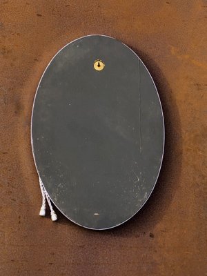 Oval Mirror in Bronze or Silver Brass in the style of Maria Pergay, France, 1960s-NLF-1719189