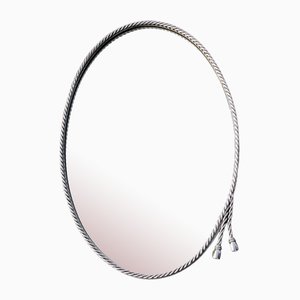 Oval Mirror in Bronze or Silver Brass in the style of Maria Pergay, France, 1960s-NLF-1719189