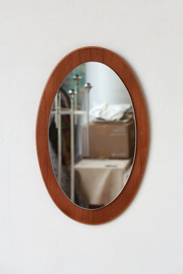 Oval Mirror in Teak, 1960s-YRI-1765243