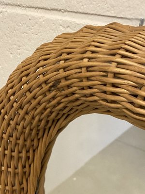 Oval Mirror in Wicker and Bamboo, 1980s-NPC-1442065