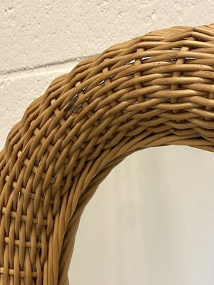 Oval Mirror in Wicker and Bamboo, 1980s-NPC-1442065