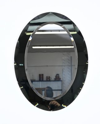 Oval Mirror with Beveled Frame from Galvorame Bluegray, Italy, 1960s-JDR-1750901