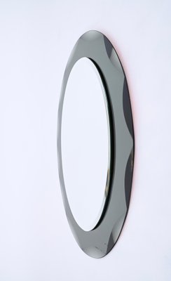 Oval Mirror with Beveled Frame from Galvorame Bluegray, Italy, 1960s-JDR-1750901