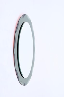 Oval Mirror with Beveled Frame from Galvorame Bluegray, Italy, 1960s-JDR-1750901