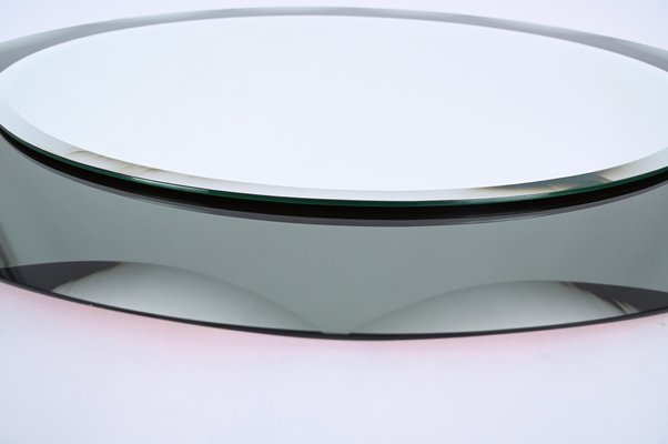 Oval Mirror with Beveled Frame from Galvorame Bluegray, Italy, 1960s-JDR-1750901