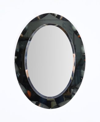 Oval Mirror with Beveled Frame from Galvorame Bluegray, Italy, 1960s-JDR-1750901