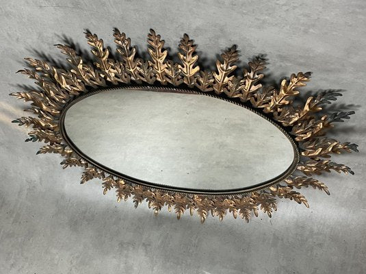 Oval Oak Leaf Sun Mirror, 1950s-SDV-1047916