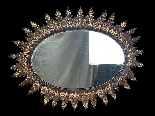 Oval Oak Leaf Sun Mirror, 1950s-SDV-1047916