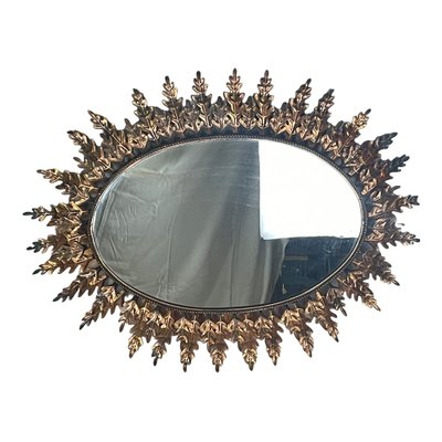 Oval Oak Leaf Sun Mirror, 1950s-SDV-1047916