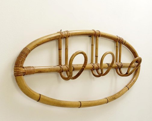 Oval Rattan Coat Rack, 1960s-FGA-923694