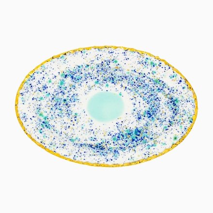 Oval Rim Platter Craquelé Edge Blue Marble