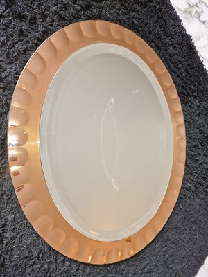 Oval Rose Gold Bevelled Mirror from Cristal Art, 1960s-EBW-2040307