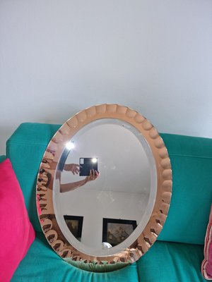 Oval Rose Gold Bevelled Mirror from Cristal Art, 1960s-EBW-2040307