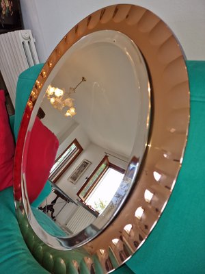 Oval Rose Gold Bevelled Mirror from Cristal Art, 1960s-EBW-2040307