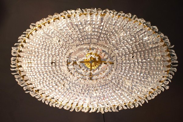 Oval Shaped Crystal and Brass Chandelier, Italy, 1940-MBH-1052811