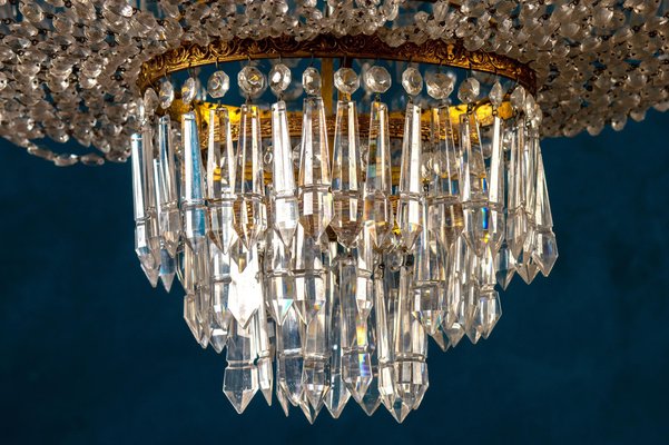 Oval Shaped Crystal and Brass Chandelier, Italy, 1940-MBH-1052811