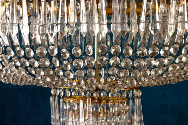 Oval Shaped Crystal and Brass Chandelier, Italy, 1940-MBH-1052811