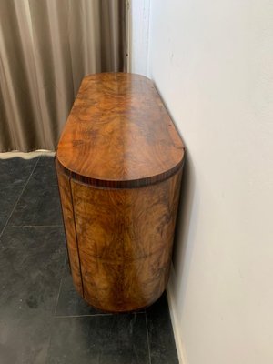 Oval Sideboard with Mirror in Walnut, Burl and Ebony Macassar, Italy, 1930s-IJR-1438354