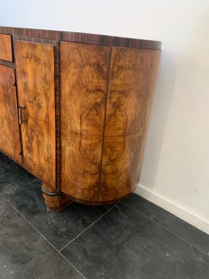 Oval Sideboard with Mirror in Walnut, Burl and Ebony Macassar, Italy, 1930s-IJR-1438354