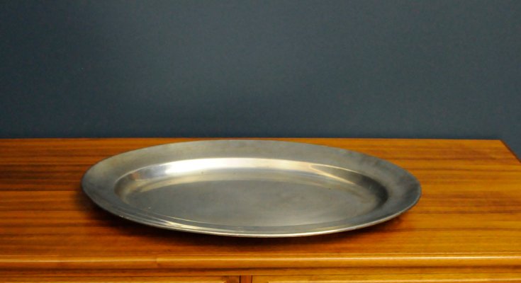 Oval Silver-Plated Metal Plate-KDW-963308