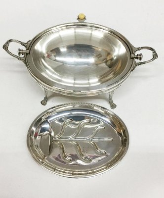 Oval Silver Plated Oyster Dish With Tilting Lid from Cooper Brothers Sheffield-UCH-1224635