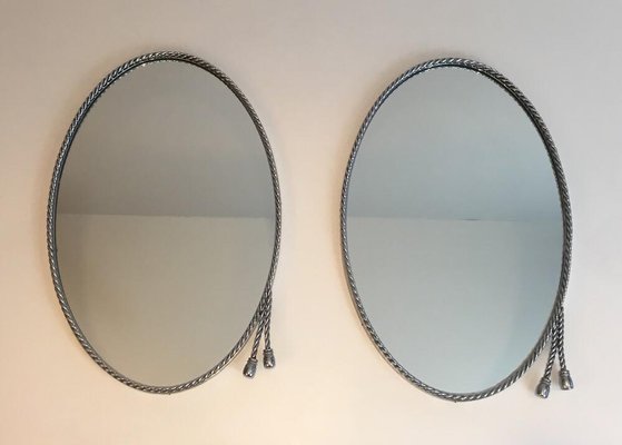 Oval Silvered Mirrors Attributed to Maison Bagués, Set of 2-BA-1010976