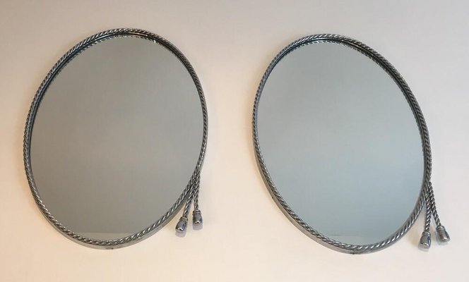 Oval Silvered Mirrors Attributed to Maison Bagués, Set of 2-BA-1010976