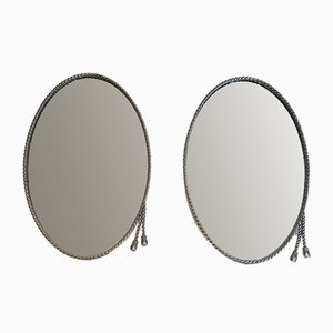 Oval Silvered Mirrors Attributed to Maison Bagués, Set of 2-BA-1010976