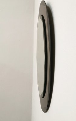 Oval Smoked & Mirrored Crystal Glass Wall Mirror, Italy, 1970s-ZST-1298374