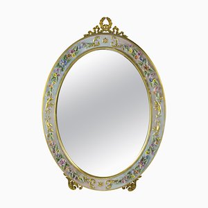 Oval Table Mirror with Porcelain Frame-KEG-1086662